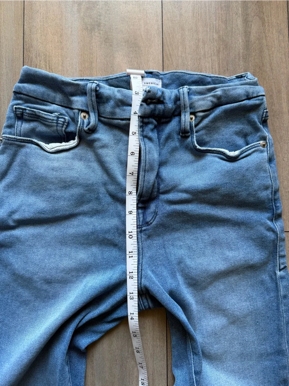 Good American Light Blue Straight Leg Jeans with Frayed Hem - Picture 5 of 14